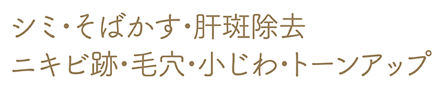 シミ・そばかす・肝斑除去 ニキビ跡・毛穴・小じわ・トーンアップ